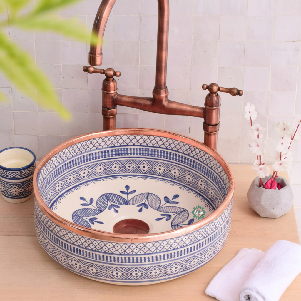 Moroccan Handmade Ceramic sink for Bathroom