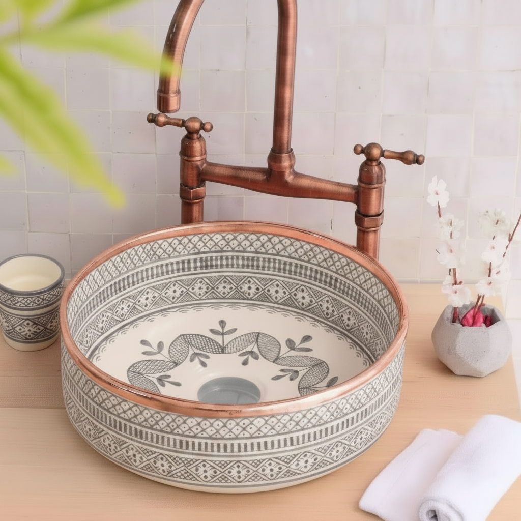 Moroccan Handmade Ceramic sink for Bathroom