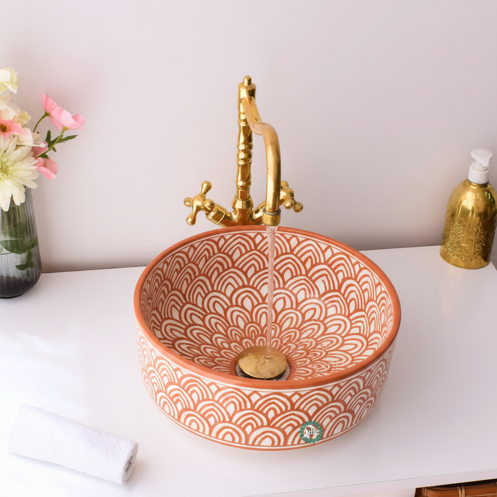 Moroccan handmade ceramic sink for bathroom decor