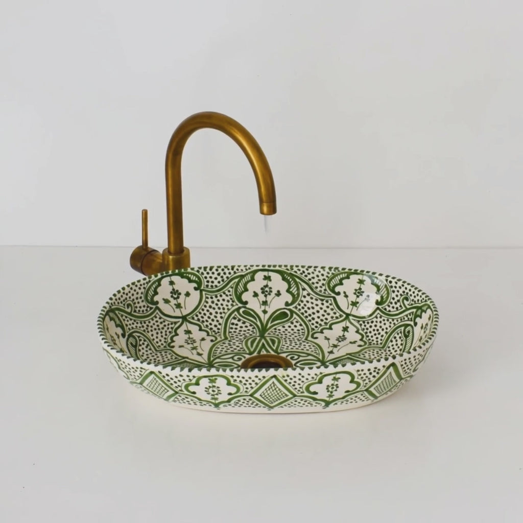 Oval Ceramic Sink, handmade moroccan sink for bathroom decor (Copy)