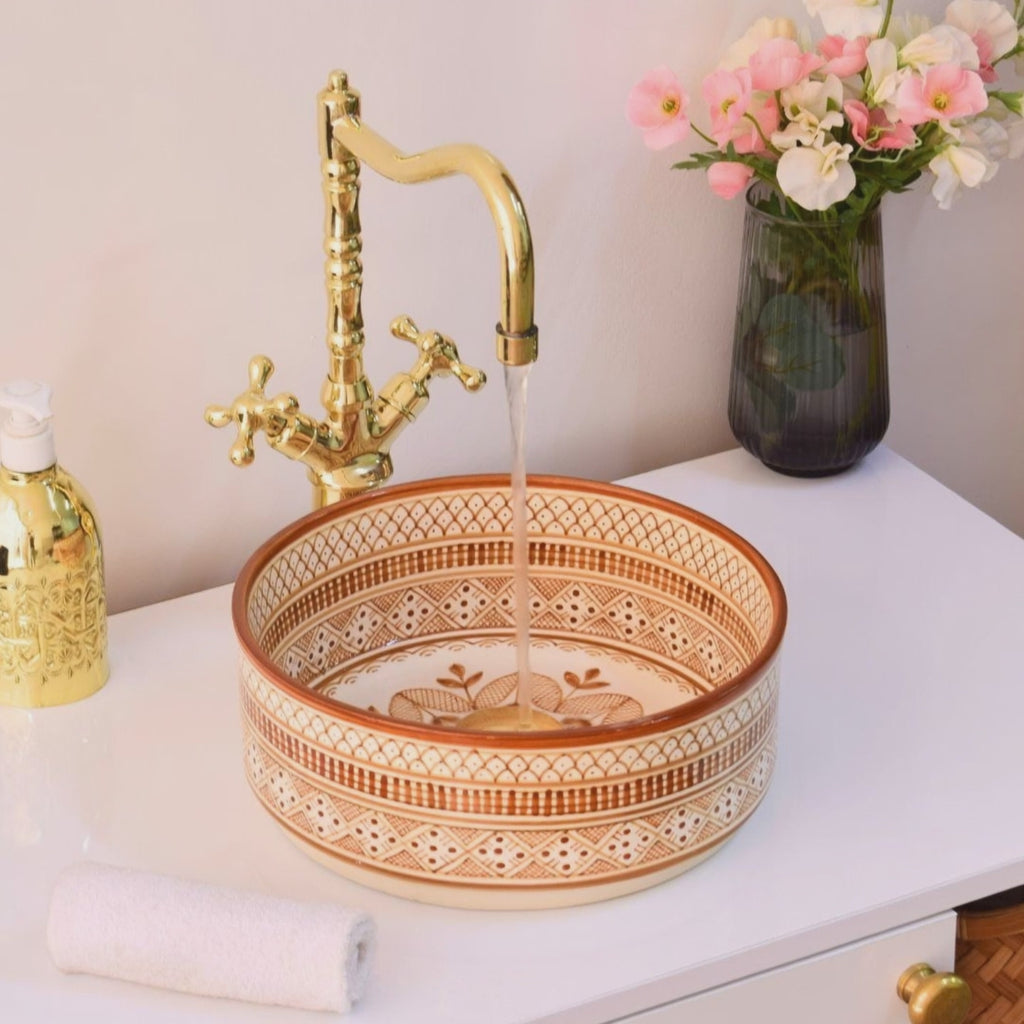 Moroccan handmade ceramic sink for bathroom decor