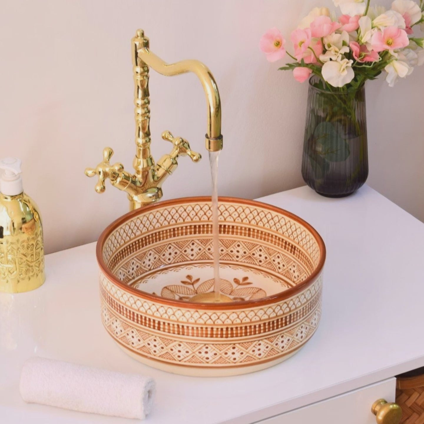 Moroccan handmade ceramic sink for bathroom decor
