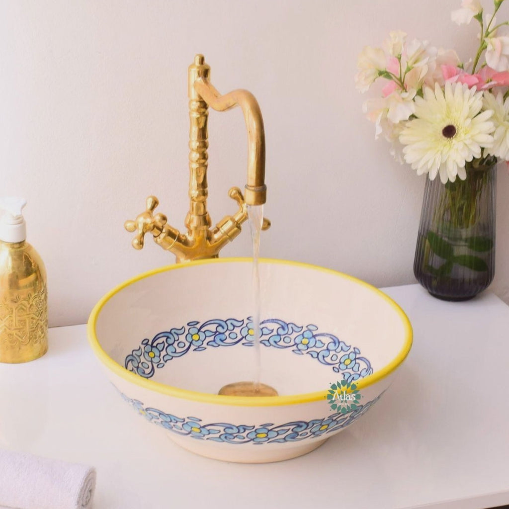 Moroccan Handmade Round Ceramic Sink